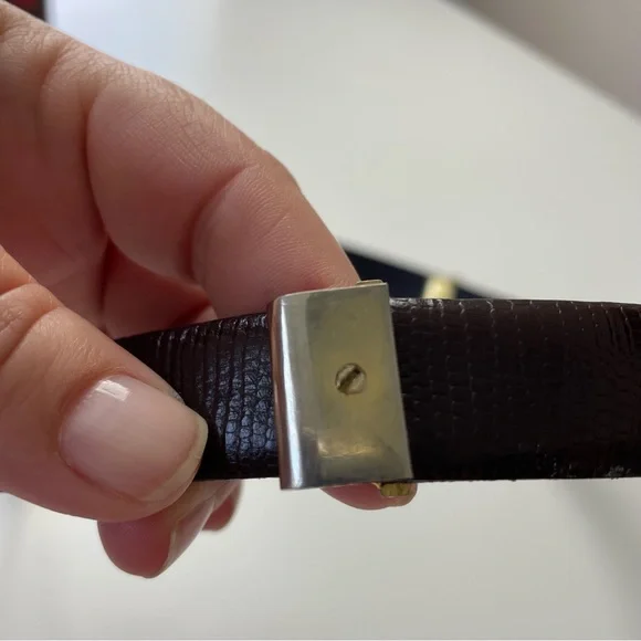 Vintage Cuero Vaca Industria Argentina Dark Brown Leather Belt w/Gold Hardware - Picture 8 of 12